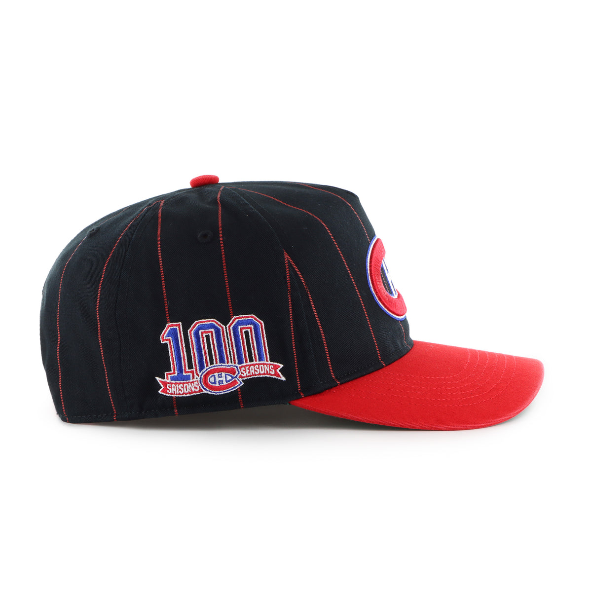 Montreal Canadiens NHL 47 Brand Men's Black Pinstripe Hitch Adjustable Hat