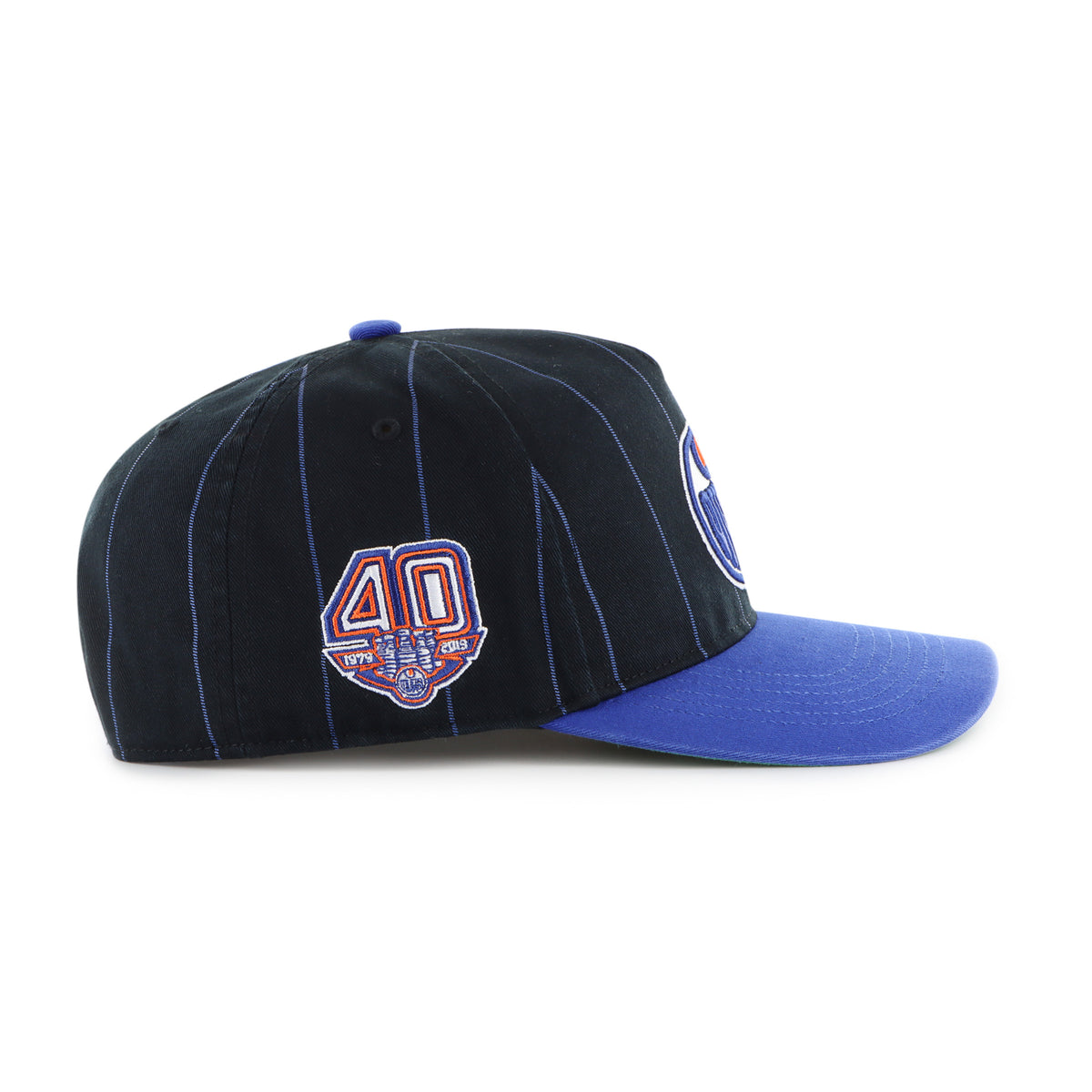 Edmonton Oilers NHL 47 Brand Men's Navy Pinstripe Hitch Adjustable Hat