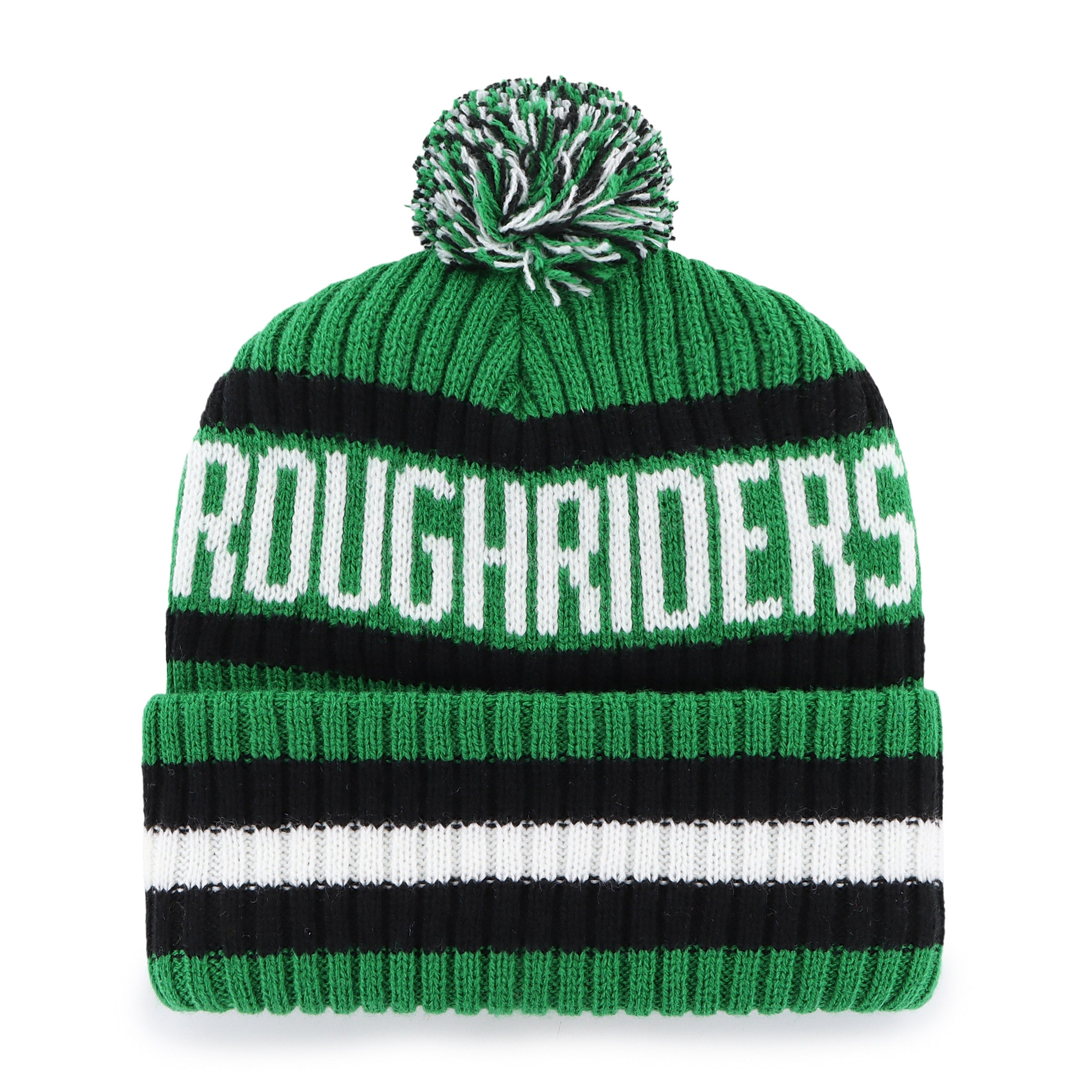 Saskatchewan Roughriders CFL 47 Brand Men's Green/Black Bering Cuff Pom Knit