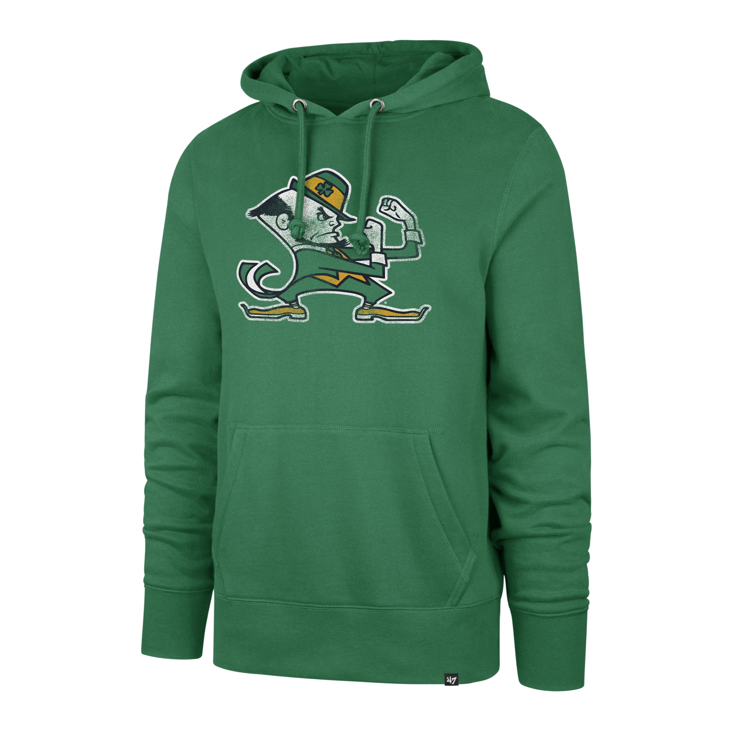 Notre Dame Fighting Irish NCAA 47 Brand Men's Green Imprint Distressed Logo Headline Pullover Hoodie