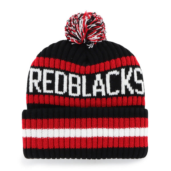 Ottawa Red Blacks CFL 47 Brand Men's Red/Black Bering Cuff Pom Knit