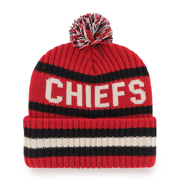 Kansas City Chiefs NFL 47 Brand Men's Red/Black Bering Cuff Pom Knit