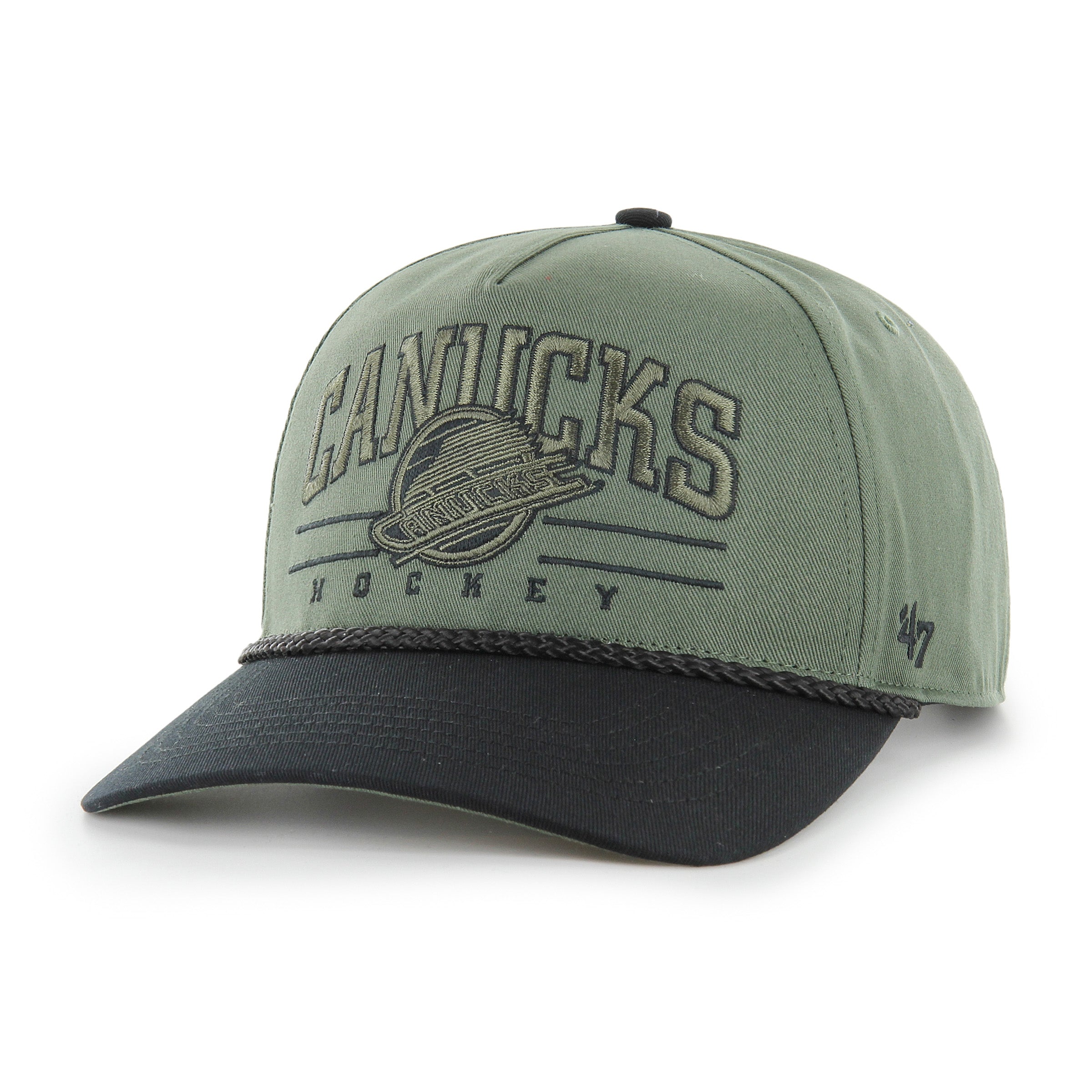 Casquette ajustable Roscoe verte pour homme de la LNH 47 Brand des Canucks de Vancouver avec option corde
