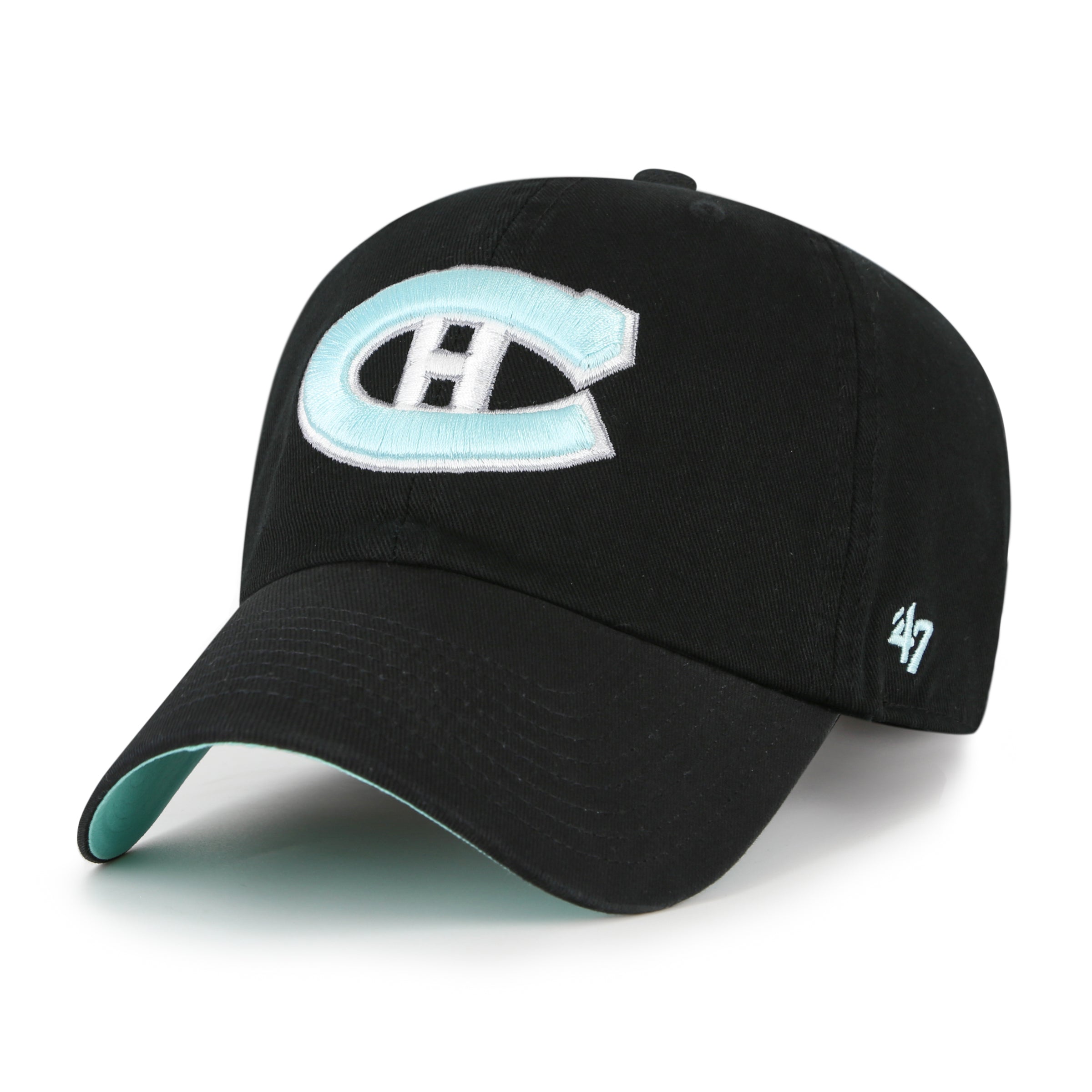 Montreal Canadiens NHL 47 Brand Men's Black Mint Double Under Clean Up Adjustable Hat