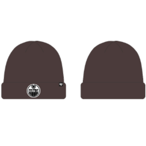Bonnet en tricot à revers surélevé chocolat noir pour homme des Oilers d'Edmonton de la LNH 47 Brand
