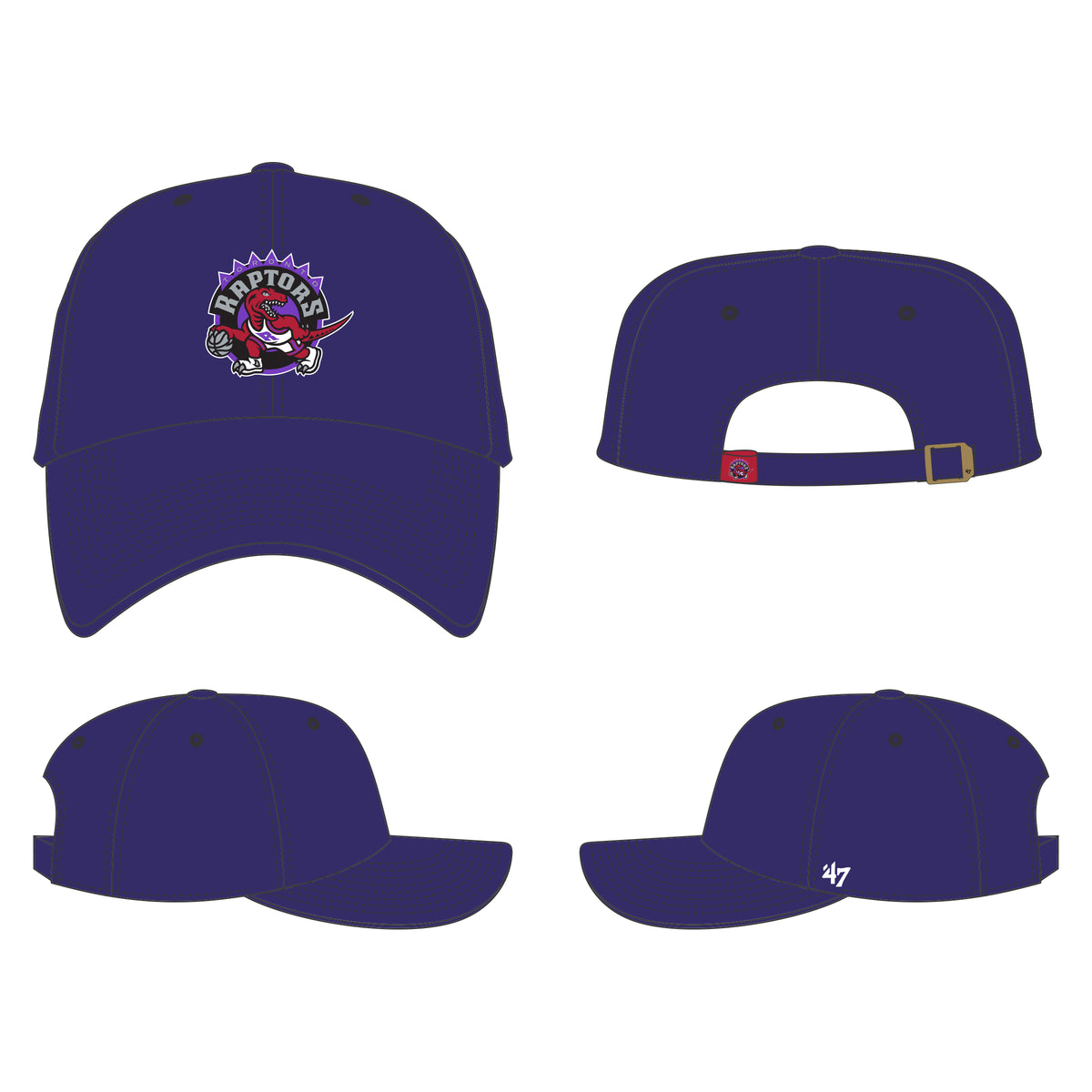 Toronto Raptors NBA 47 Brand Men's Purple Clean Up 1995 Logo Adjustable Hat