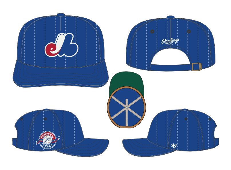 Montreal Expos MLB 47 Brand Men's Royal Rawlings Pinstripe Hitch Adjustable Hat