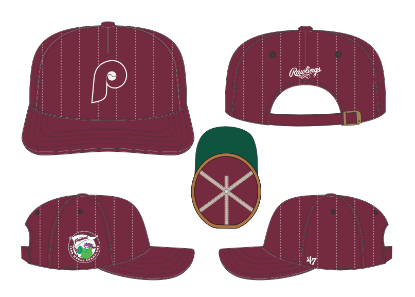 Philadelphia Phillies MLB 47 Brand Men's Burgundy Rawlings Pinstripe Hitch Adjustable Hat