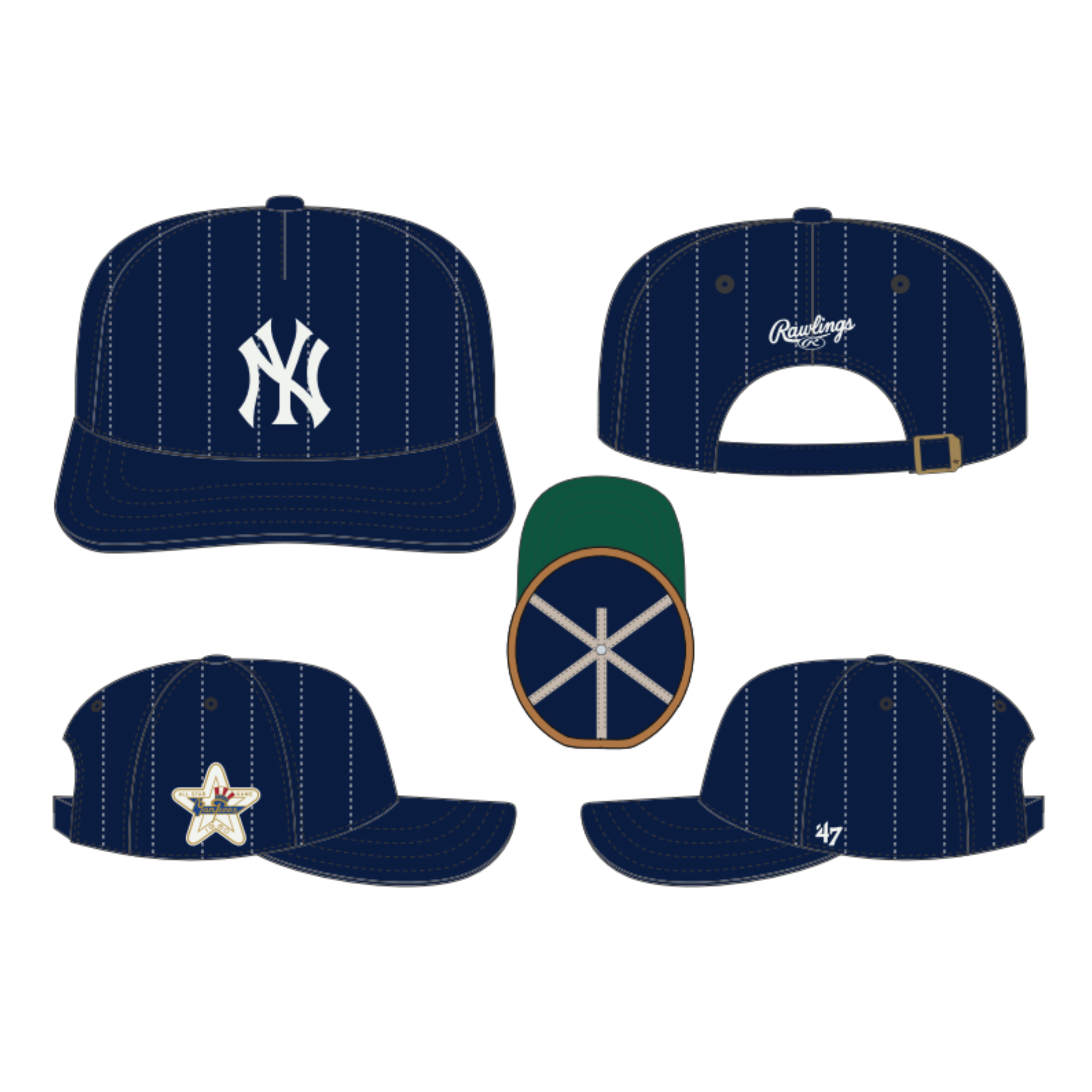 New York Yankees MLB 47 Brand Men's Navy Rawlings Pinstripe Hitch Adjustable Hat