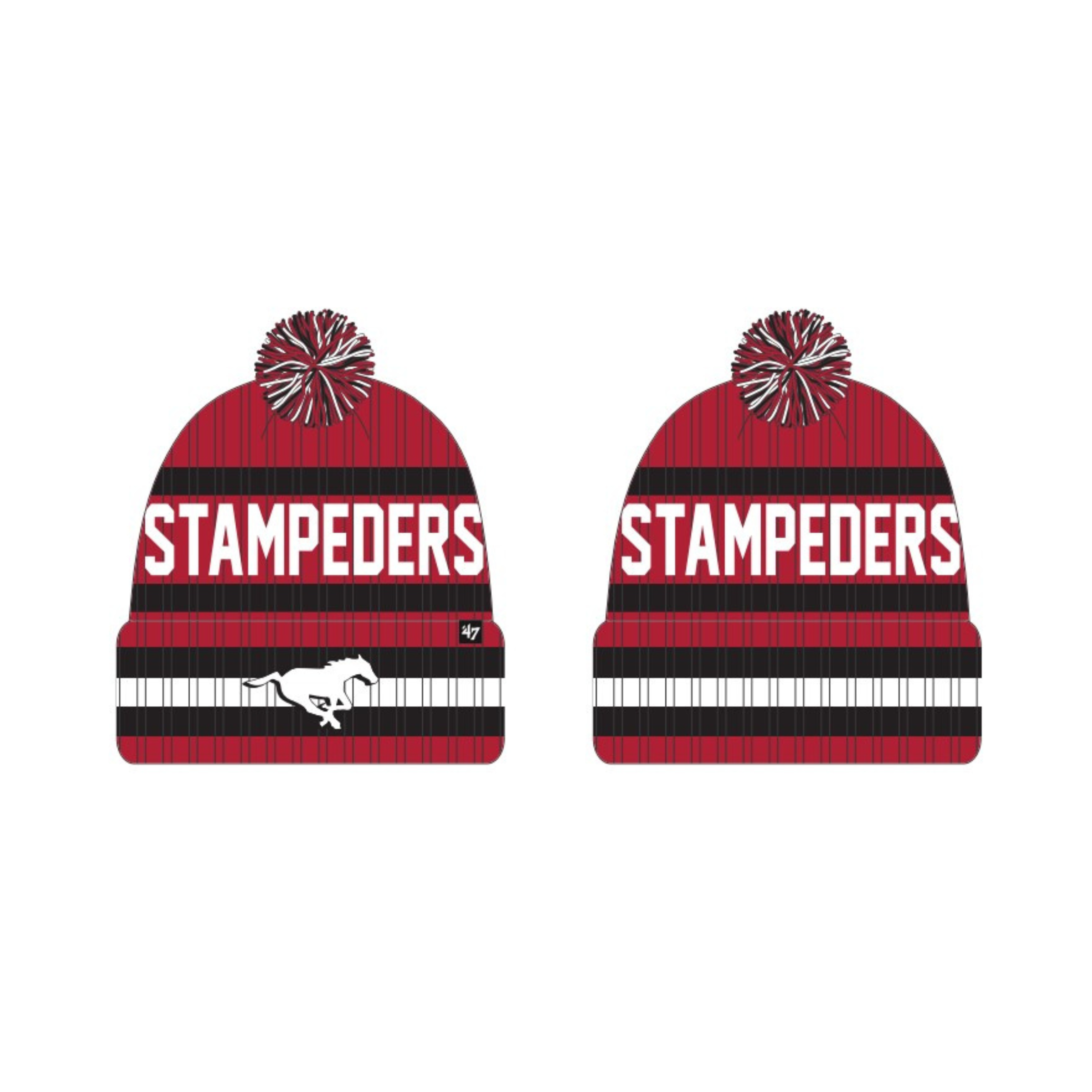 Calgary Stampeders CFL 47 Brand Men's Red/Black Bering Cuff Pom Knit