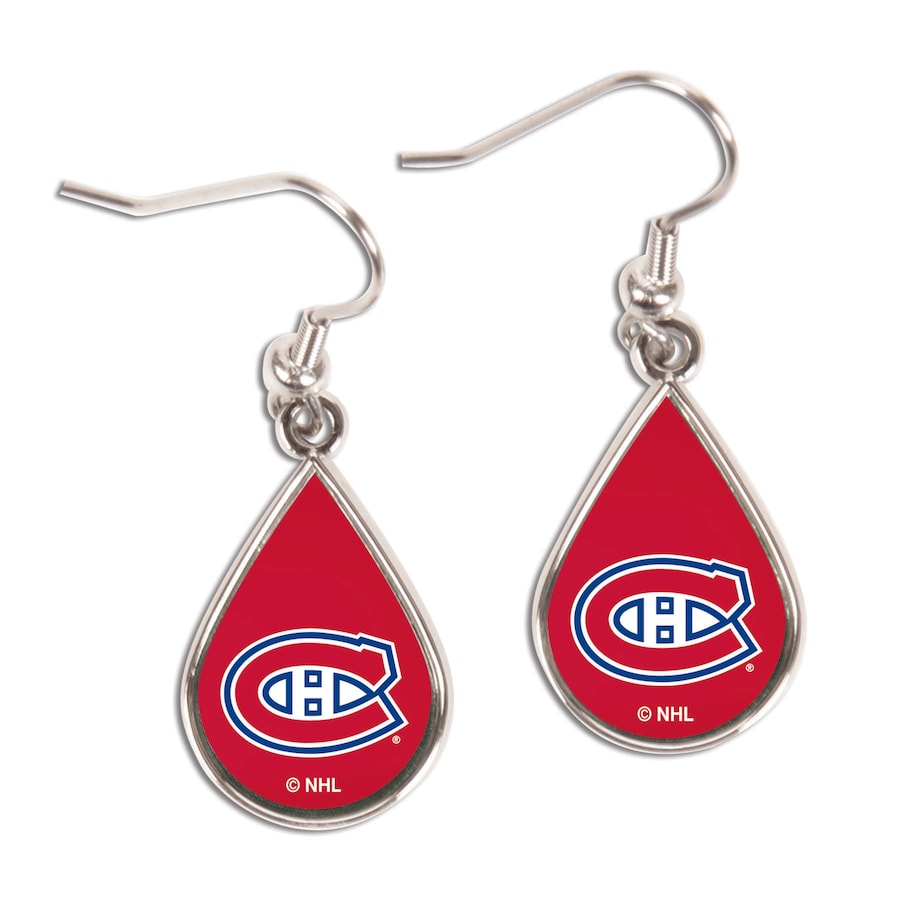 Boucles d'oreilles en forme de goutte d'eau avec logo de l'équipe WinCraft des Canadiens de Montréal de la LNH