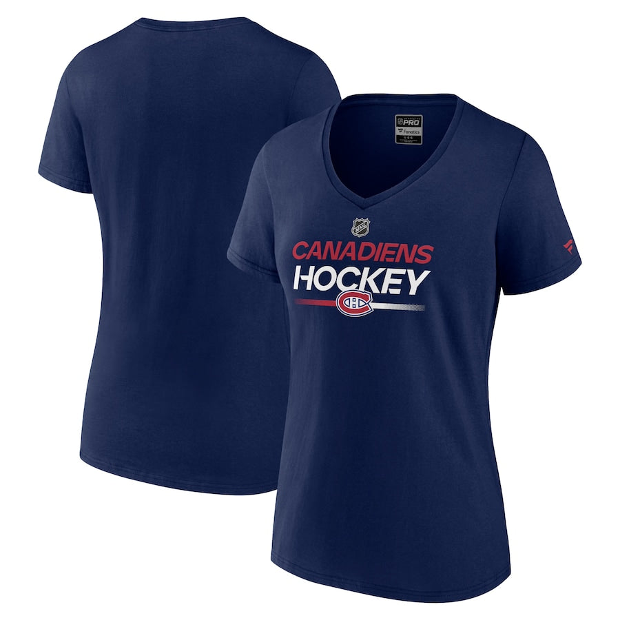 T-shirt de hockey authentique Pro bleu marine pour femmes Fanatics Branded de la LNH des Canadiens de Montréal