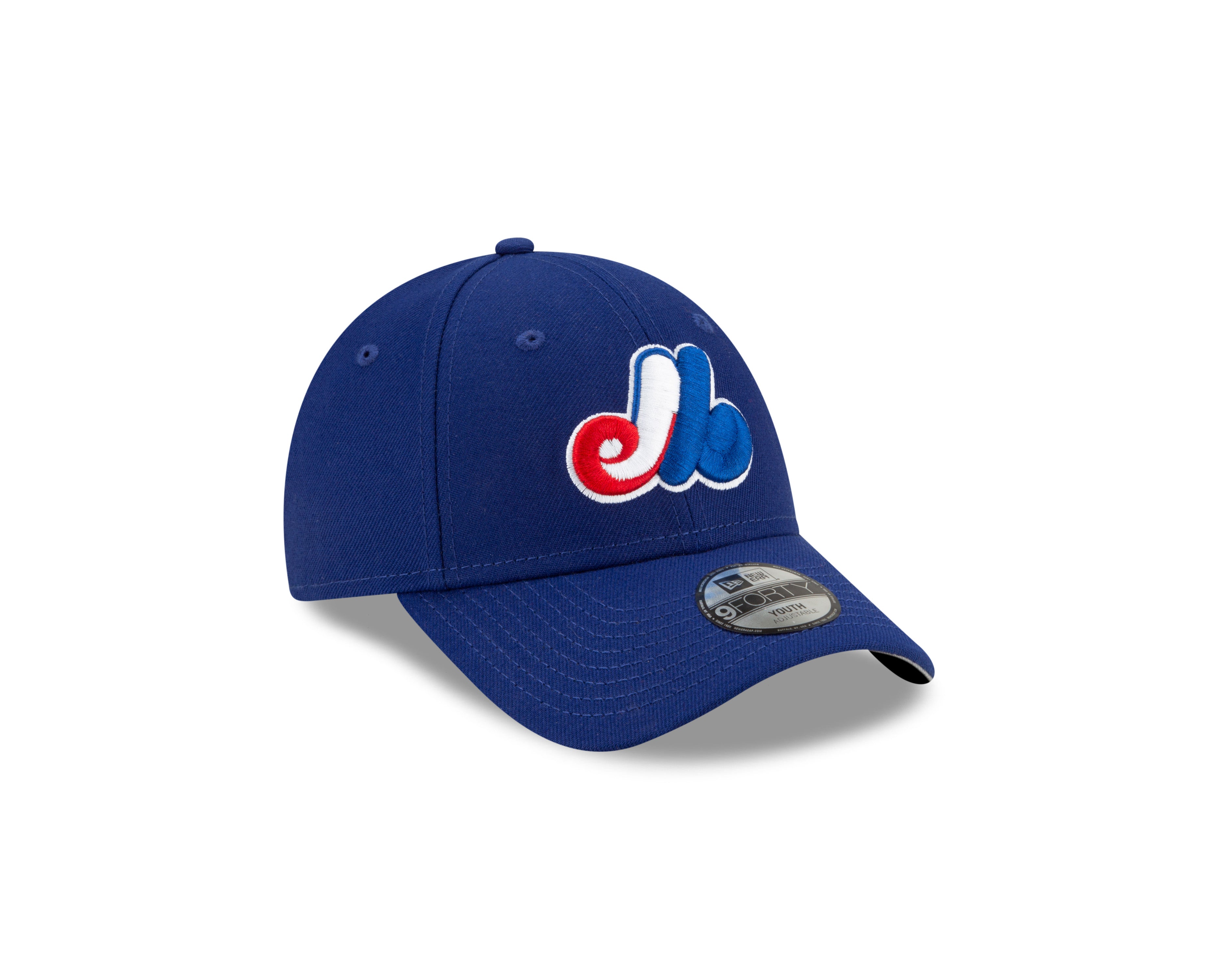 Casquette ajustable 9Forty bleu royal pour jeunes des Expos de Montréal MLB New Era