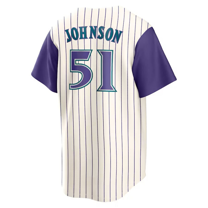 Randy Johnson Arizona Diamondbacks MLB Nike Men's Cream/Purple Cooperstown Replica Jersey