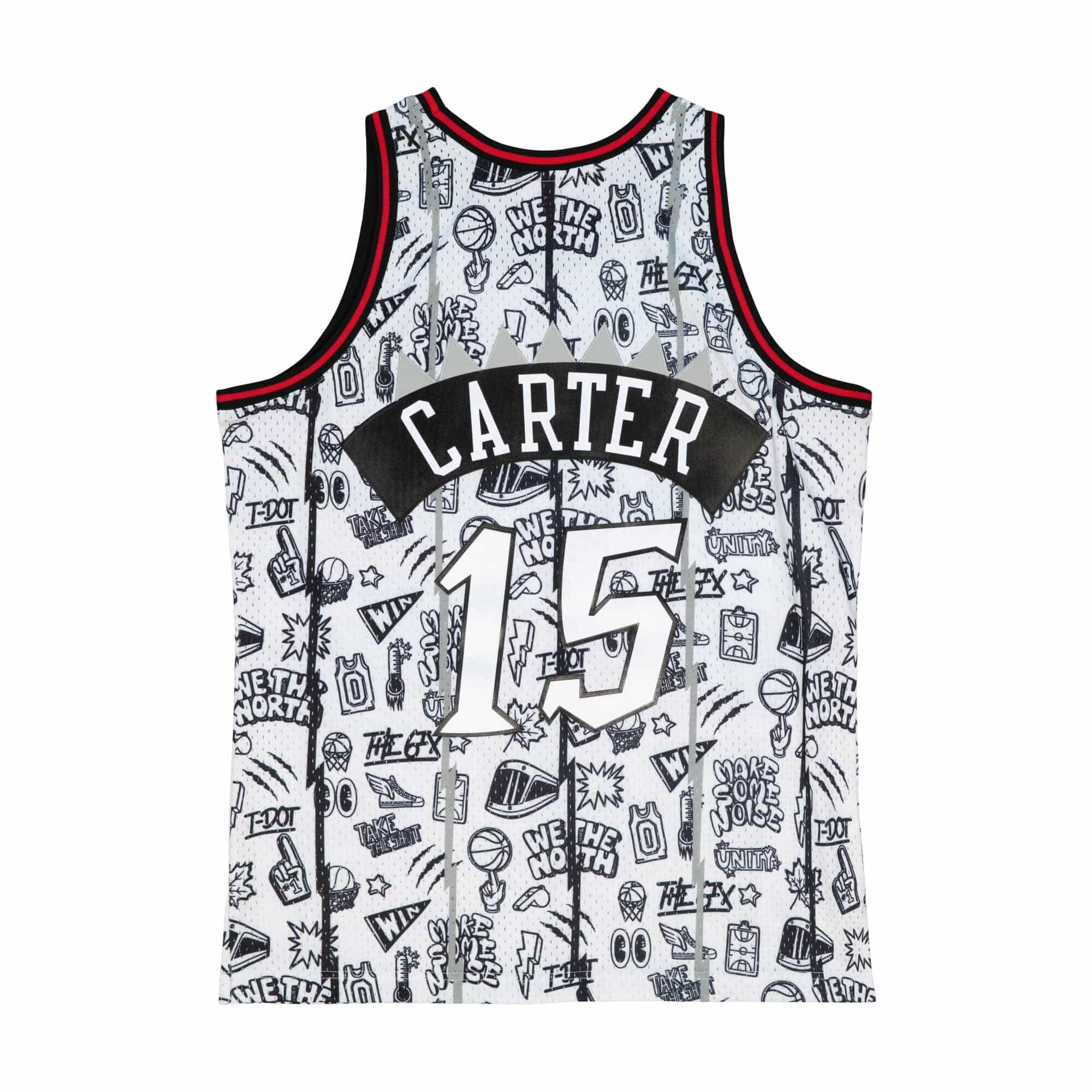 Vince Carter Toronto Raptors NBA Mitchell & Ness Men's White 1998-99 Hardwood Classics Doodle Swingman Jersey