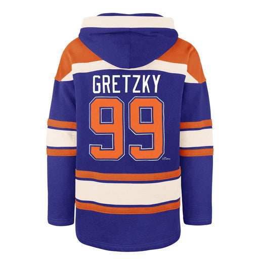Wayne Gretzky Edmonton Oilers NHL 47 Brand Men's Royal Blue Alumni Heavyweight Lacer Hoodie