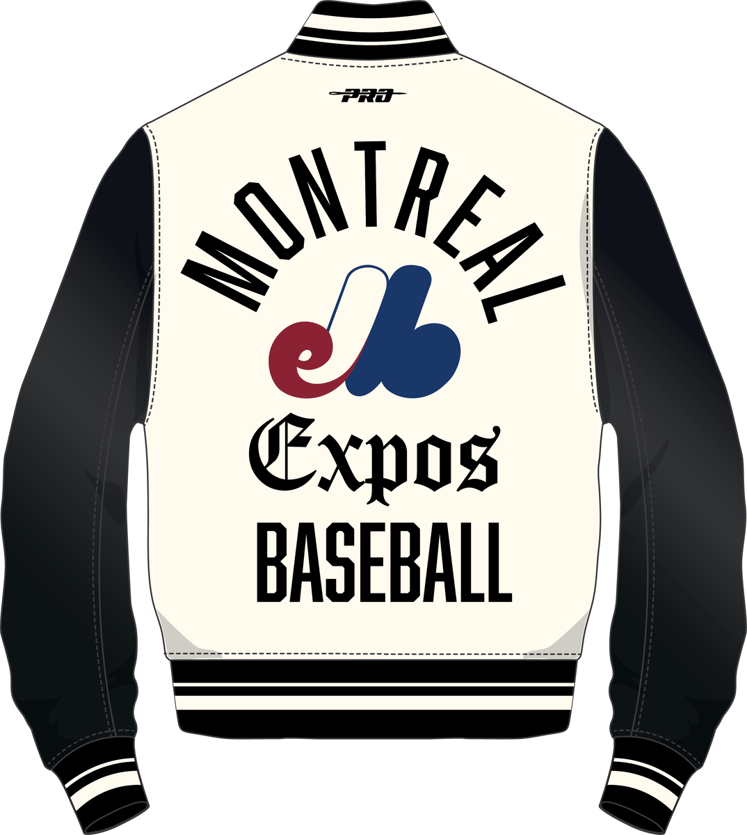 Montreal Expos MLB Pro Standard Men's Eggshell/Black Modern Originals Rib Wool Varsity Jacket