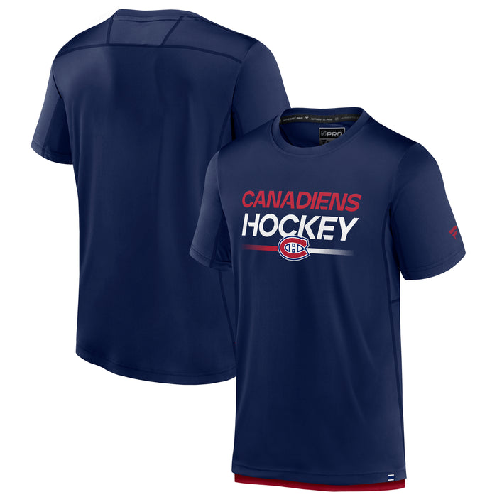 Montreal Canadiens NHL Fanatics Branded Men's Navy Authentic Pro Tech T-Shirt
