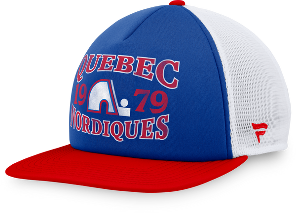 Quebec Nordiques NHL Fanatics Branded Men's Red/Navy Heritage Foam Front Trucker Snapback