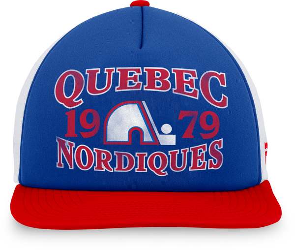 Quebec Nordiques NHL Fanatics Branded Men's Red/Navy Heritage Foam Front Trucker Snapback