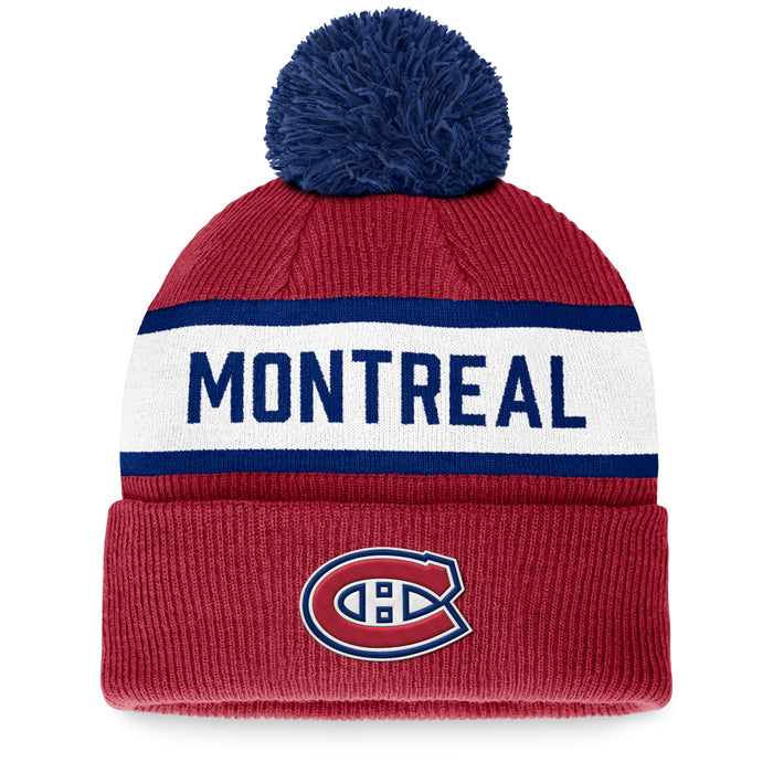 Montreal Canadiens NHL Fanatics Branded Men's Red/Navy Fundamental Cuff Pom Knit Hat