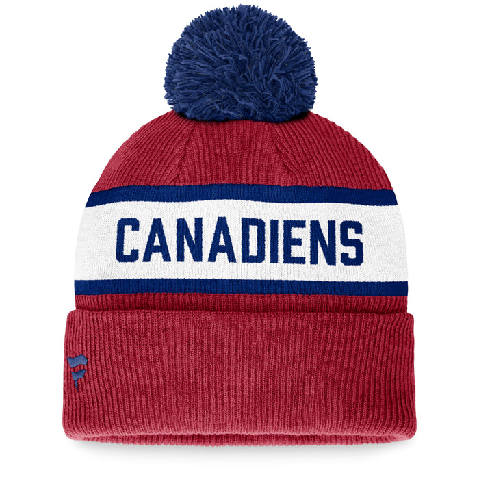Montreal Canadiens NHL Fanatics Branded Men's Red/Navy Fundamental Cuff Pom Knit Hat