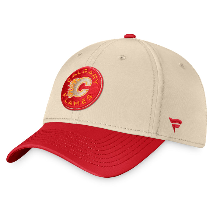 Calgary Flames NHL Fanatics Branded Men's Cream/Red 2023 Heritage Classic Stretch Fit Hat