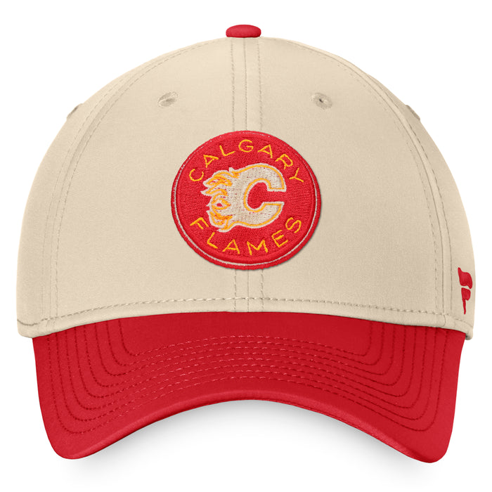 Calgary Flames NHL Fanatics Branded Men's Cream/Red 2023 Heritage Classic Stretch Fit Hat