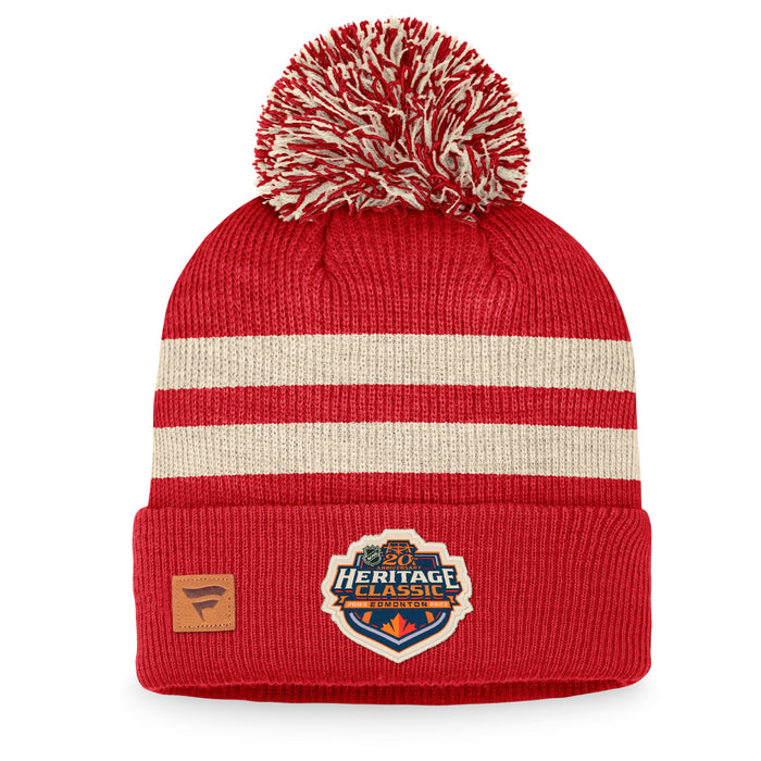 Calgary Flames NHL Fanatics Branded Women's Red 2023 Heritage Classic Cuff Pom Knit Hat
