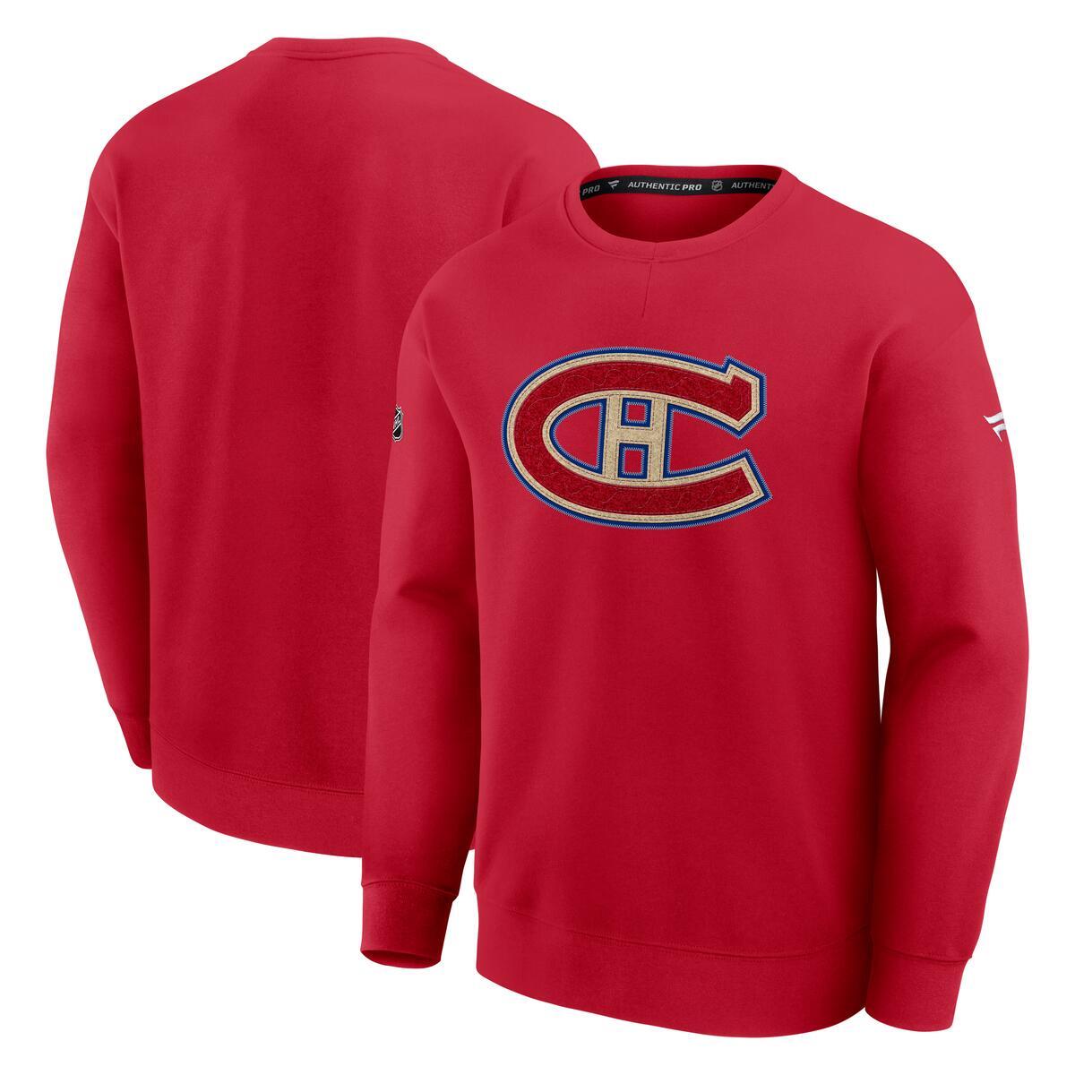 Montreal Canadiens NHL Fanatics Branded Men's Red 2026 Heritage Classic Authentic Pro Tri-Blend Fleece Sweatshirt