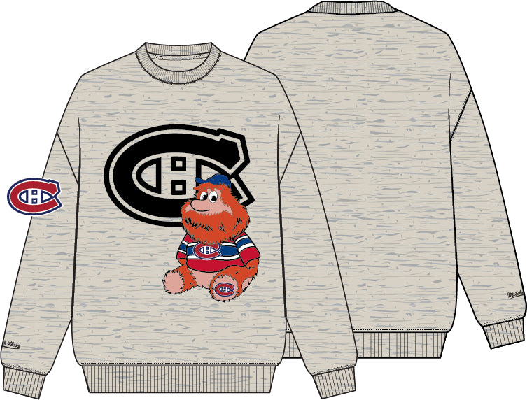 Chandail ras du cou surdimensionné en peluche Youppi pour homme des Canadiens de Montréal de la LNH Mitchell &amp; Ness