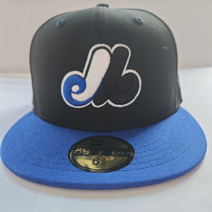 Montreal Expos MLB New Era Men's Black/Royal Blue 59Fifty Cooperstown Fitted Hat