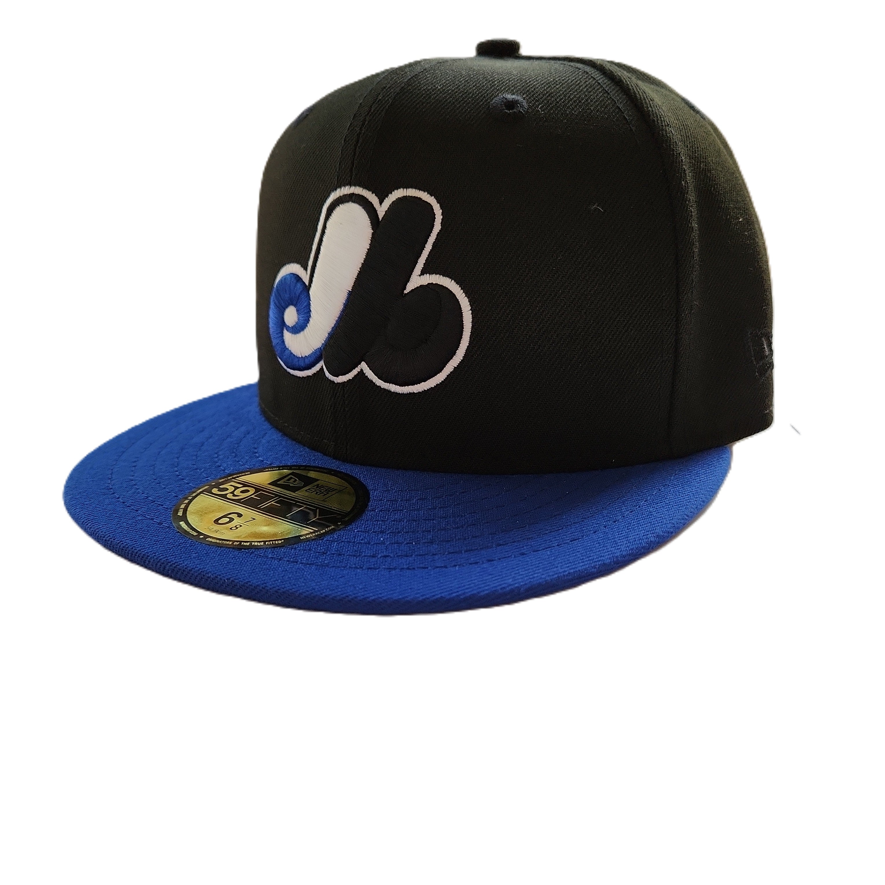 Casquette ajustée 59Fifty Cooperstown des Expos de Montréal New Era pour hommes, noir/bleu royal