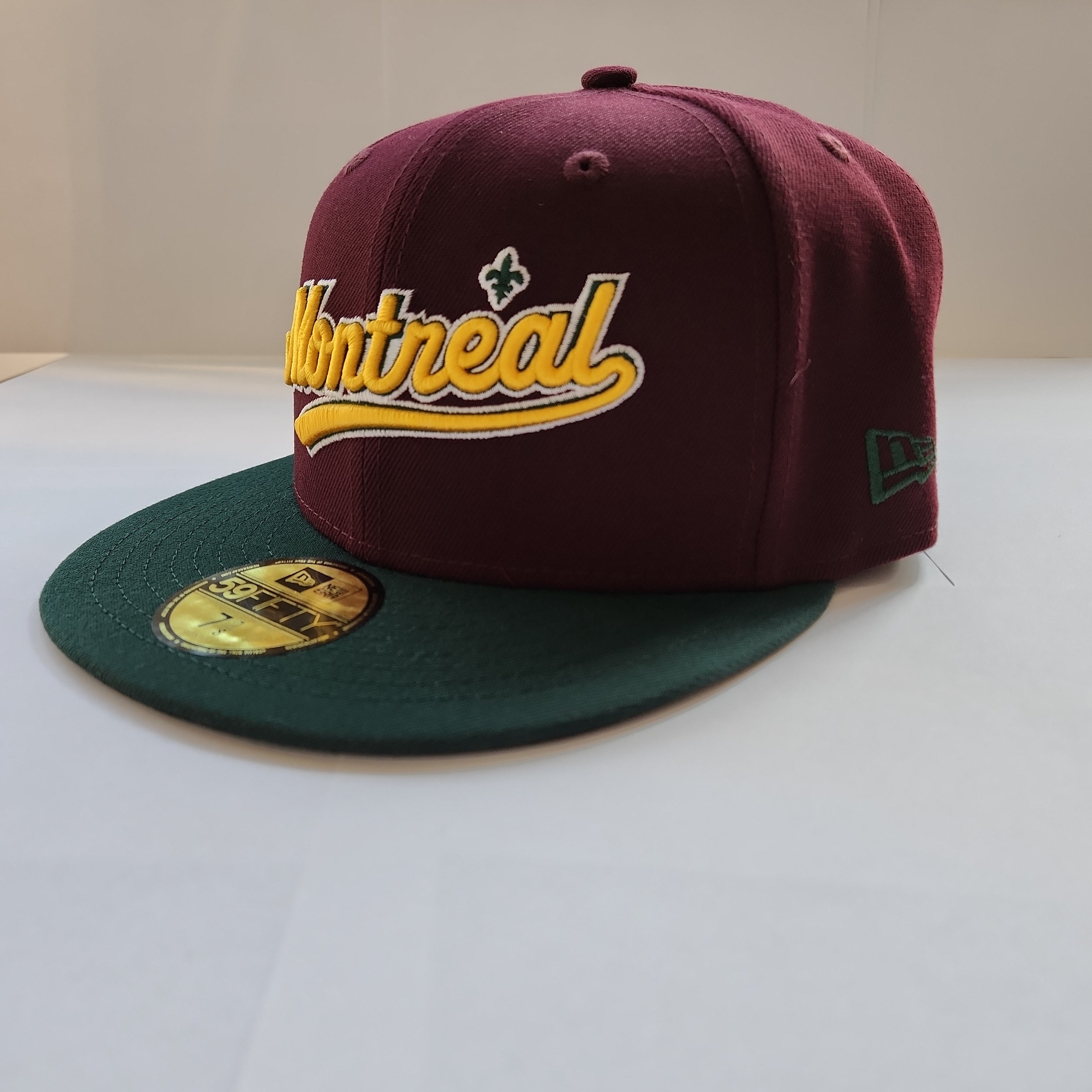 Montreal Expos MLB New Era Men's Maroon/Green 59Fifty Olympic Stadium Patch Cooperstown Fitted Hat