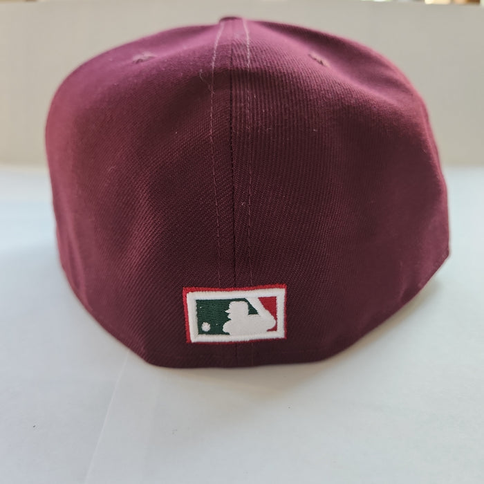 Montreal Expos MLB New Era Men's Maroon/Green 59Fifty Olympic Stadium Patch Cooperstown Fitted Hat