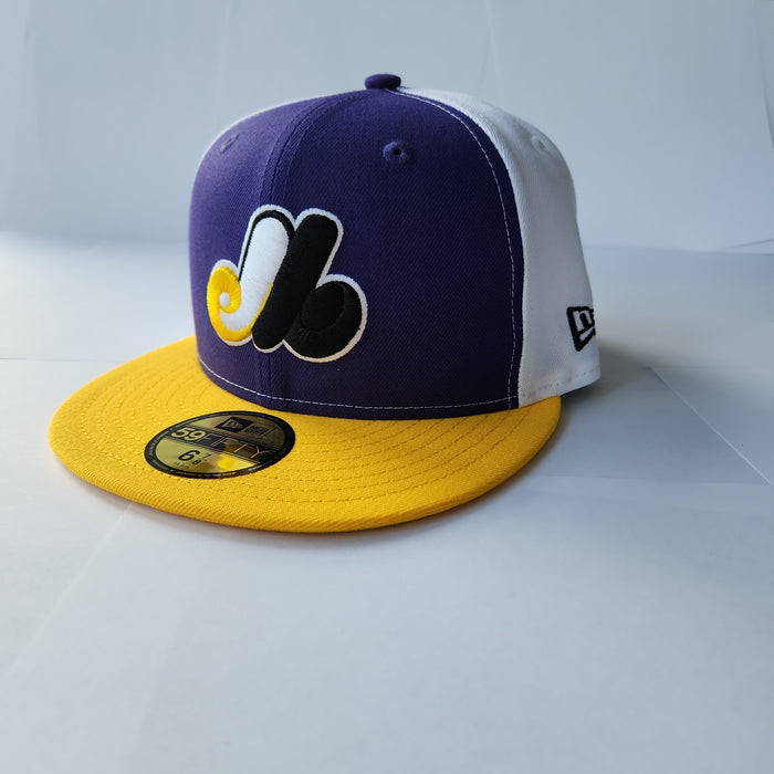 Montreal Expos MLB New Era Men's Yellow/Purple 59Fifty Cooperstown Fitted Hat