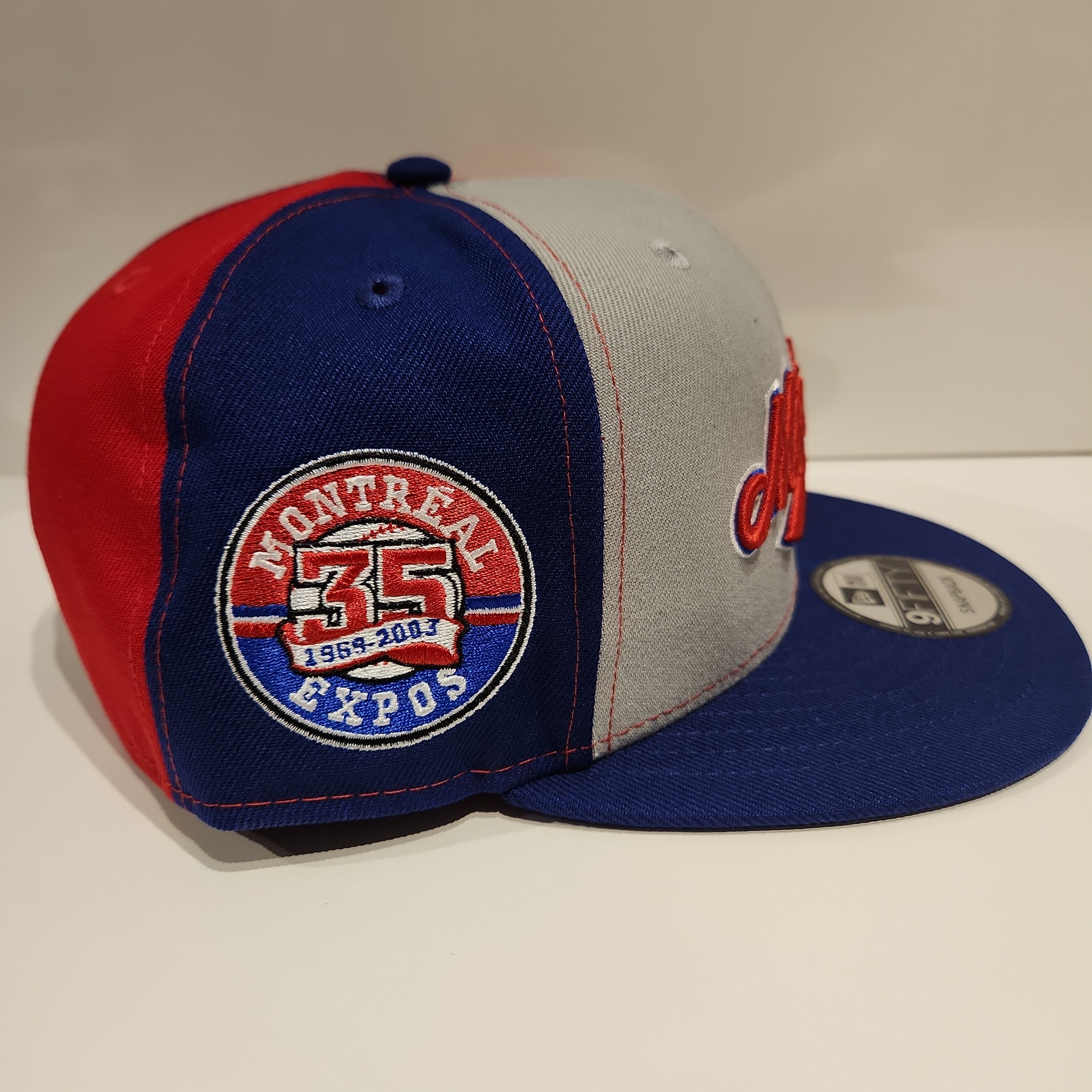 Expos de Montréal MLB New Era pour hommes, gris 9Fifty Cooperstown 35e anniversaire, uniforme rétro Snapback