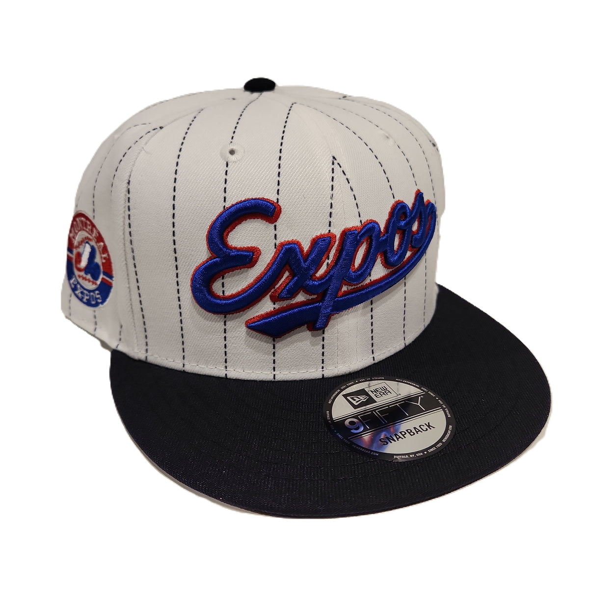 Montreal Expos Pinstripe Olympic Stadium Patch Fitted Hat 7 1/4