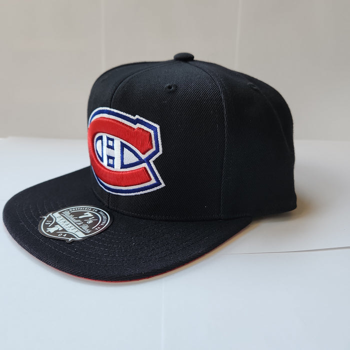 Montreal Canadiens NHL Mitchell & Ness Men's Black Team Color Undervisor Fitted Hat