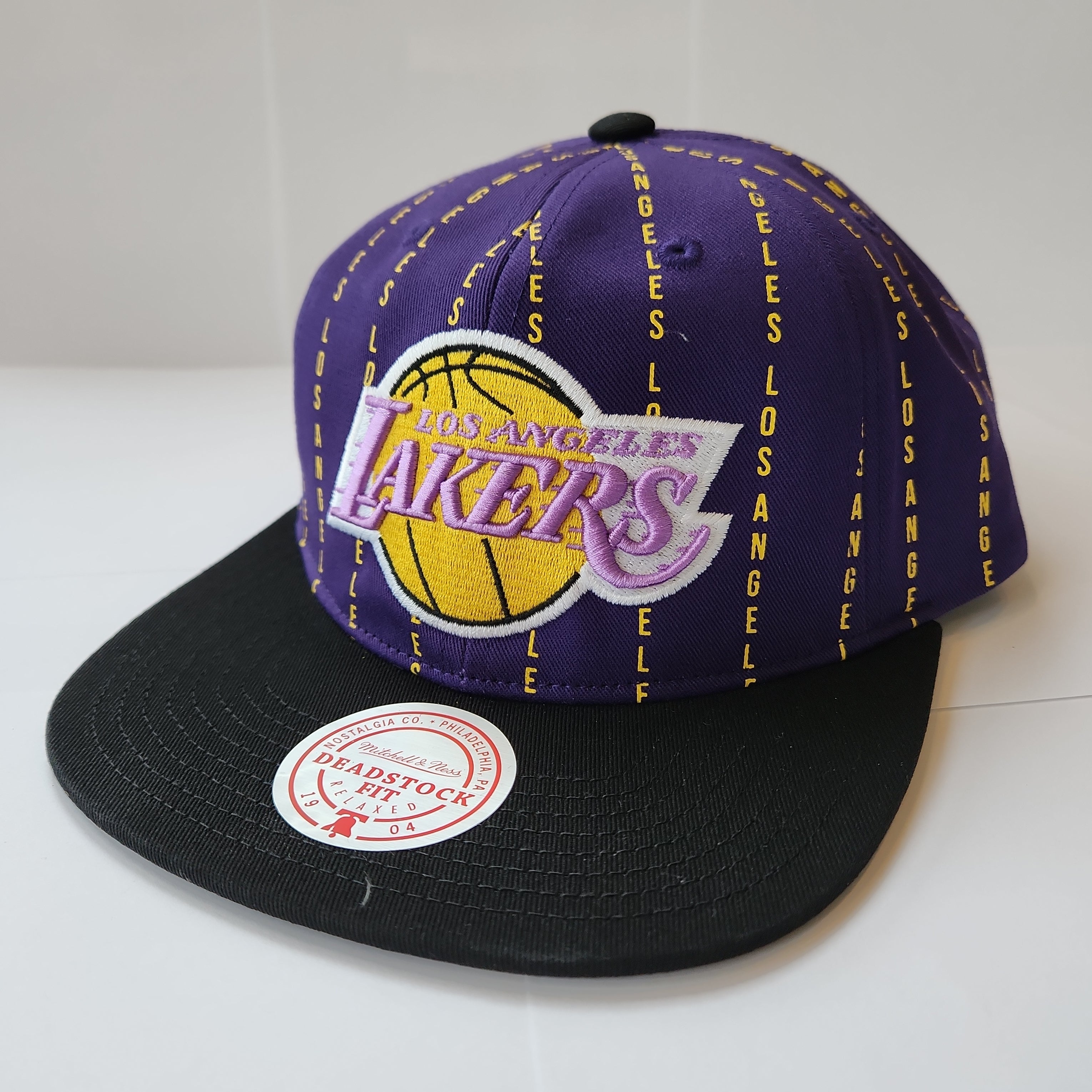 Los Angeles Lakers NBA Mitchell & Ness Snapback violet City à fines rayures pour hommes