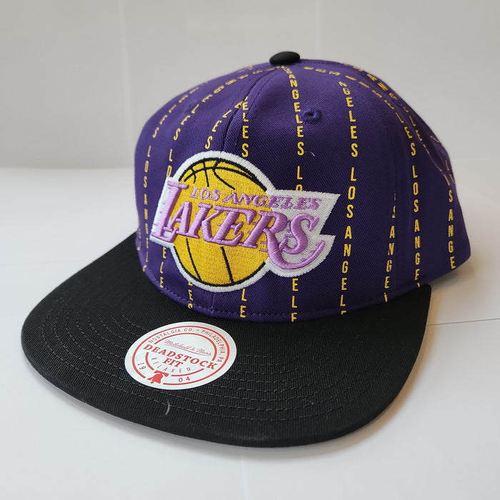Los Angeles Lakers NBA Mitchell & Ness Men's Purple City Pinstripe Snapback
