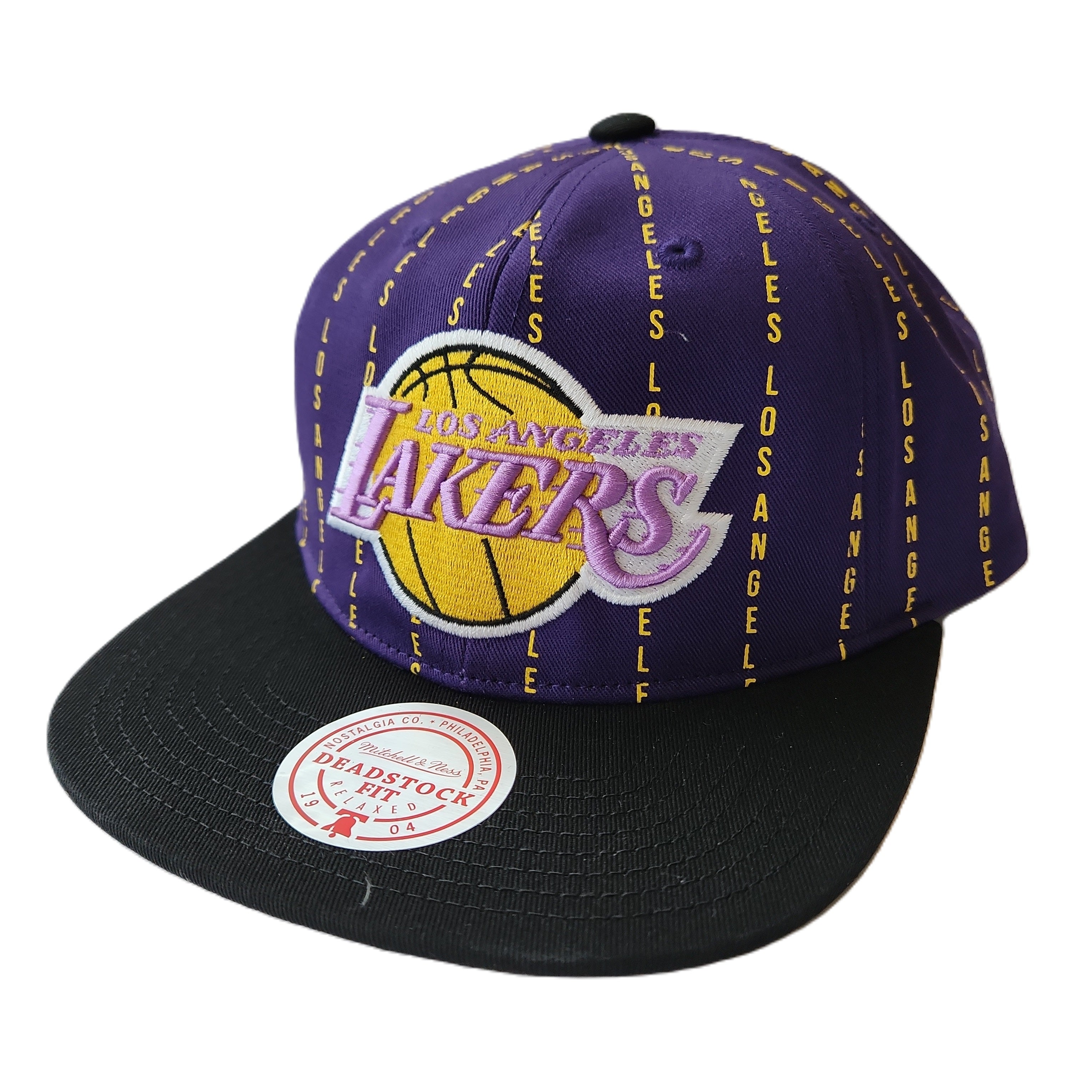 Los Angeles Lakers NBA Mitchell & Ness Men's Purple City Pinstripe Snapback