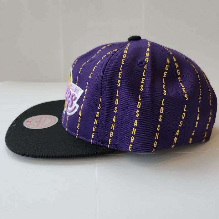 Los Angeles Lakers NBA Mitchell & Ness Men's Purple City Pinstripe Snapback