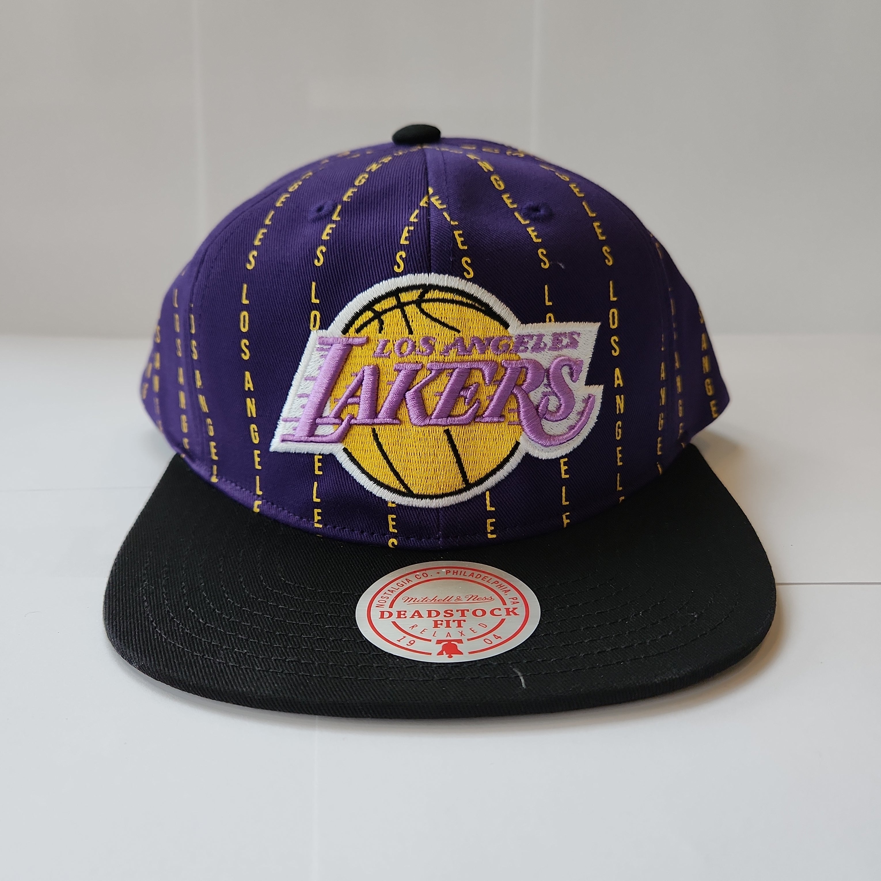 Los Angeles Lakers NBA Mitchell & Ness Snapback violet City à fines rayures pour hommes