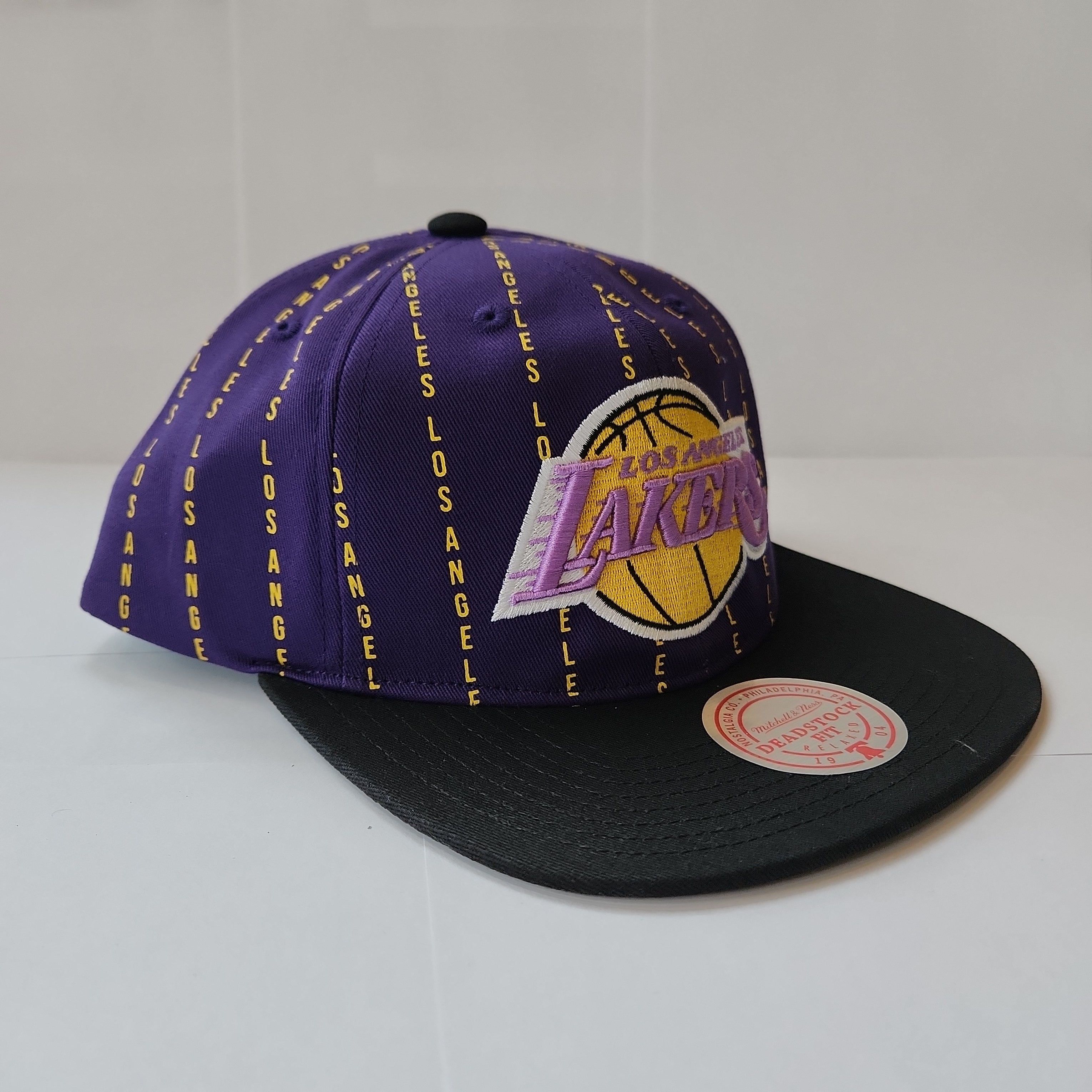 Los Angeles Lakers NBA Mitchell & Ness Snapback violet City à fines rayures pour hommes