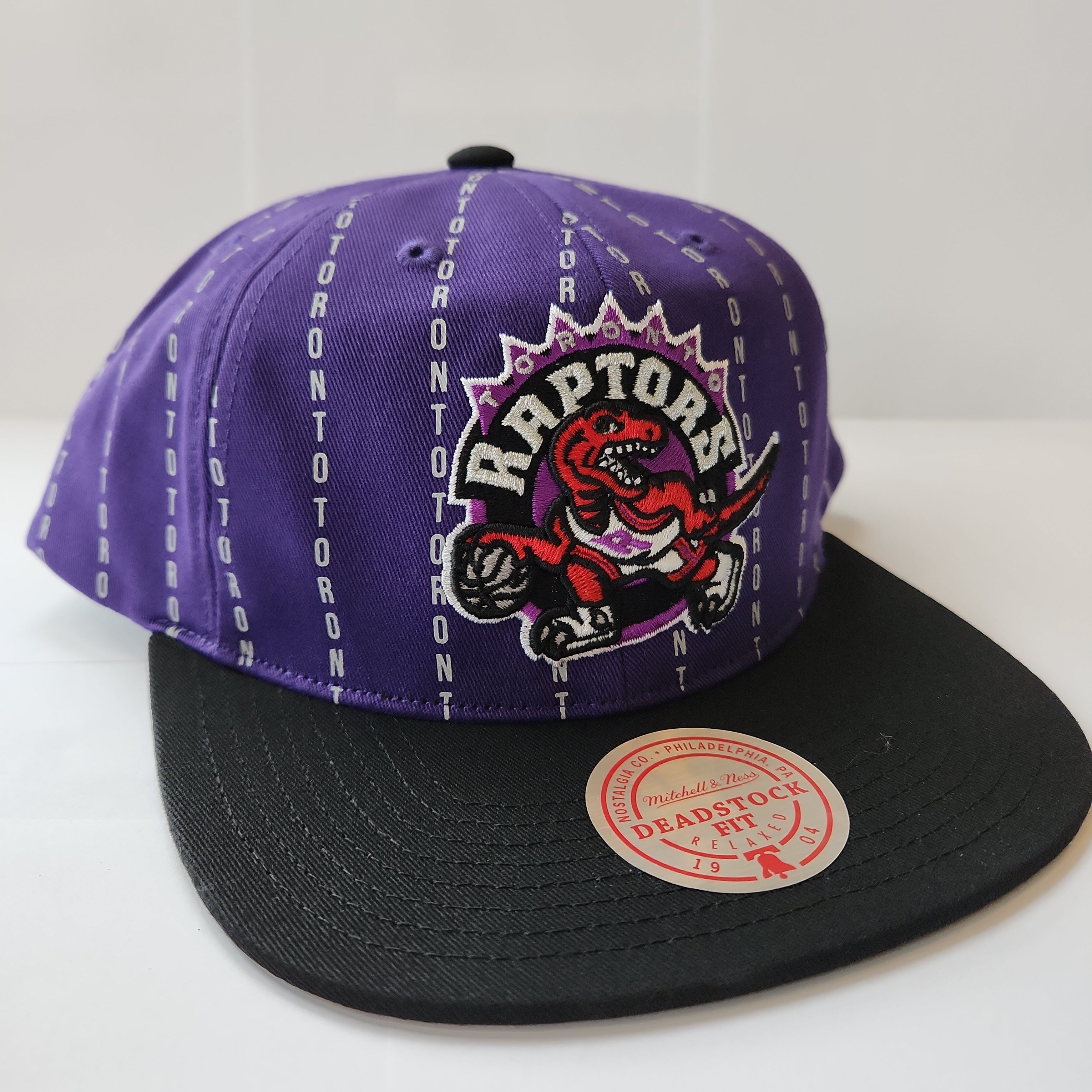 Toronto Raptors NBA Mitchell & Ness Snapback violet City à fines rayures pour hommes