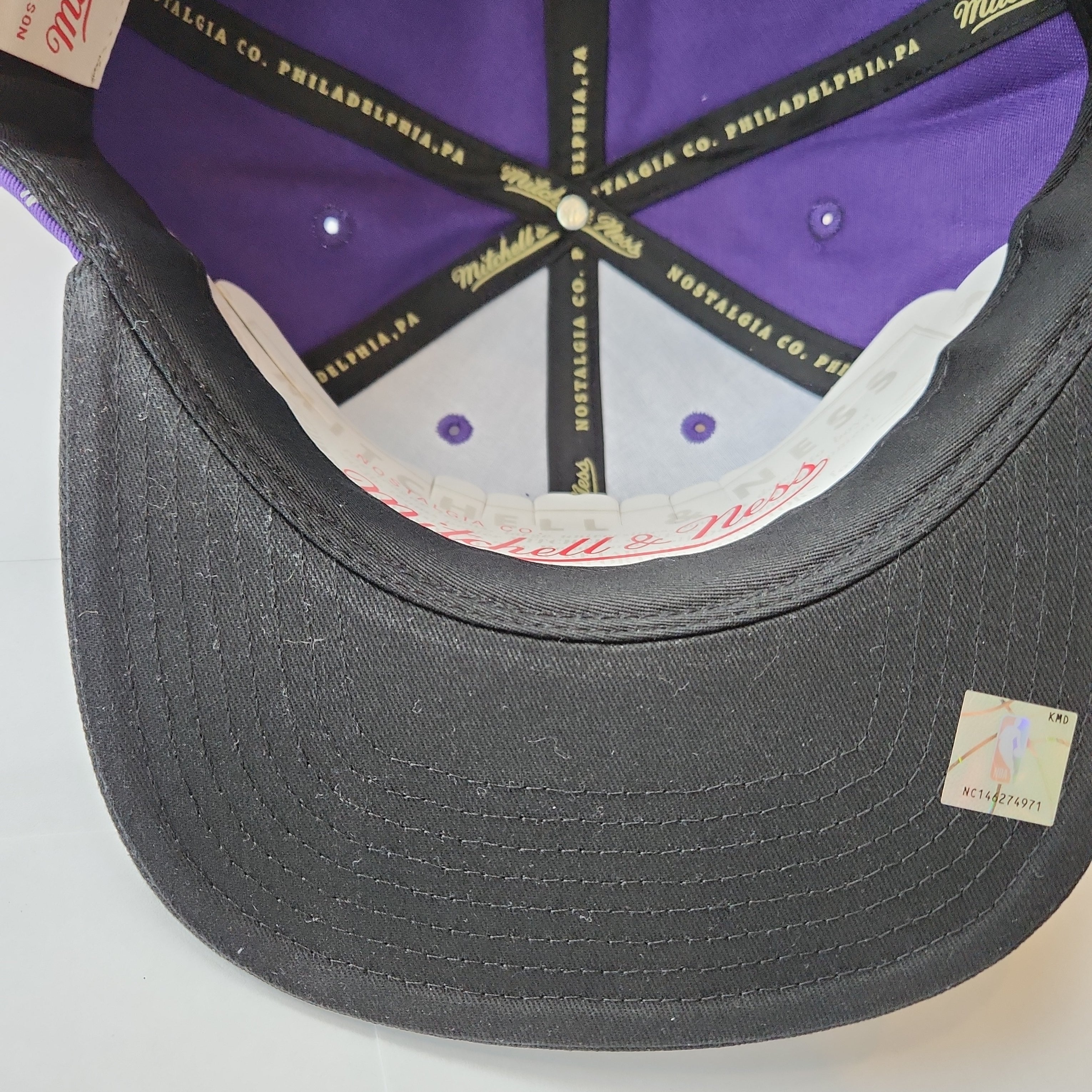 Toronto Raptors NBA Mitchell & Ness Snapback violet City à fines rayures pour hommes