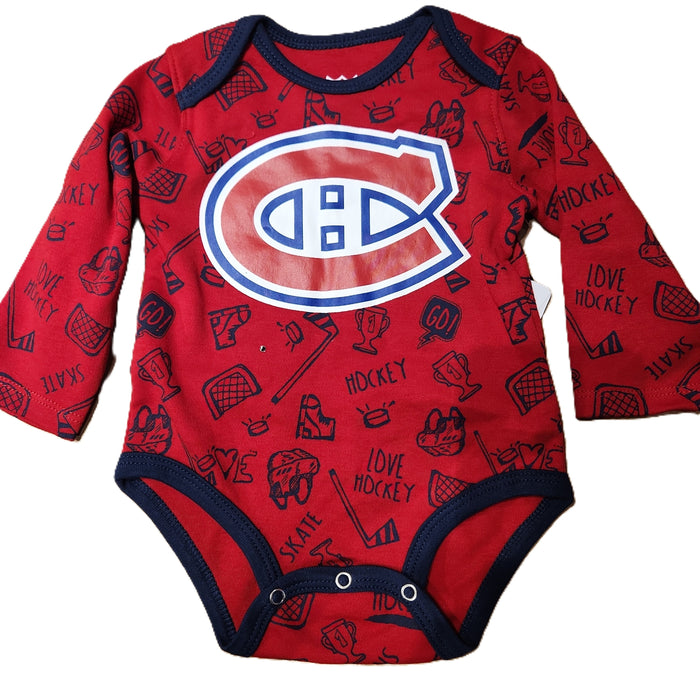 Montreal Canadiens NHL Outerstuff Infant Red Dynamic Defender Full Long Sleeve Creeper