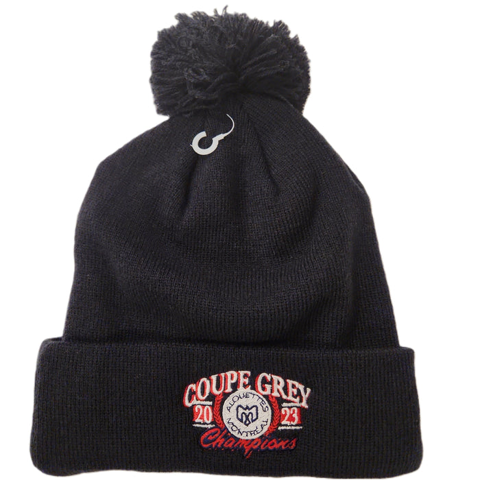 Montreal Alouettes CFL New Era Men's Navy 2023 Grey Cup Champions Cuff Pom Knit Hat