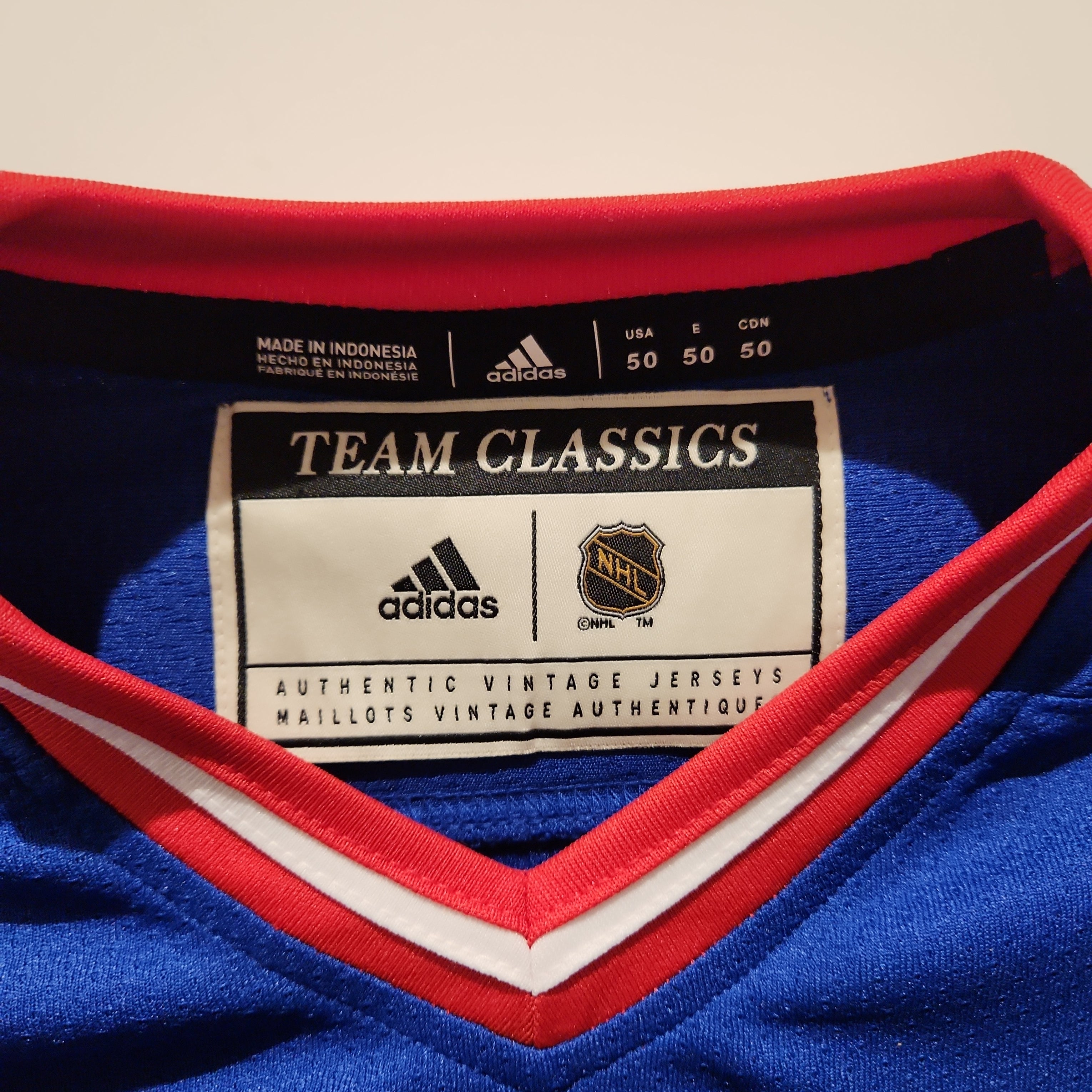 New York Rangers NHL Adidas Homme Bleu Royal 1990 Team Classics Vintage Authentique Maillot